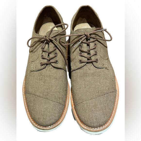 Tom's Mens Tan Linen Like Fabric Lace Up Shoes in Mens Size 13 - Picture 1 of 10